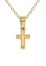 tiny comely gold plain cross toddlers necklace